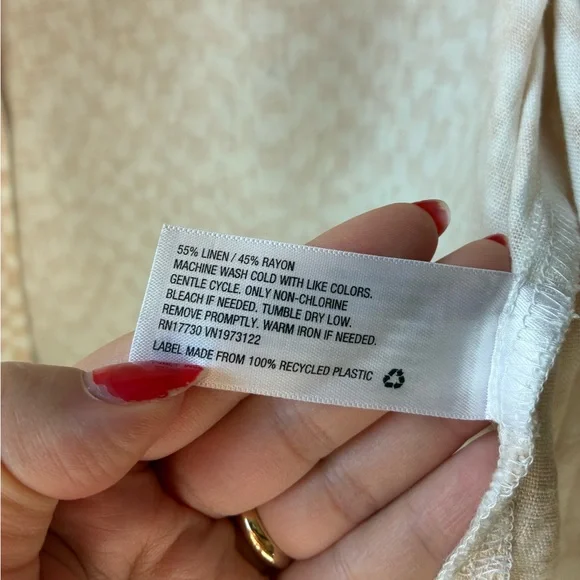 EUC Universal Thread Oversized Linen Blend Cropped Button Up in Cream (Size:S) - Picture 5 of 10